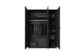 Wardrobe with Drawer Unit Nicole 150 cm, matt black, black handles
