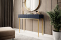 Modern Console Table Dresser Dressing Table Nicole, dark blue, gold legs