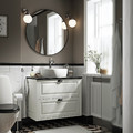 TÄNNFORSEN / TÖRNVIKEN Wash-stnd w drawers/wash-basin/tap, white/black marble effect, 82x49x79 cm