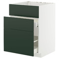METOD/MAXIMERA Base cab f sink+3 fronts/2 drawers, white/Havstorp deep green, 60x60 cm
