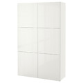 BESTÅ Storage combination with doors, white, Selsviken high-gloss/white, 120x40x192 cm