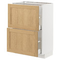 METOD / MAXIMERA Base cabinet with 2 drawers, white/Forsbacka oak, 60x37 cm
