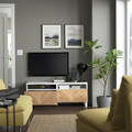 BESTÅ TV bench with drawers, white/Hedeviken/Stubbarp oak veneer, 120x42x48 cm