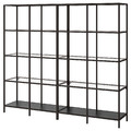 VITTSJÖ Storage combination, black-brown/glass, 200x36x175 cm