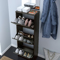 BISSA Shoe cabinet with 3 compartments, black-brown, 49x28x135 cm