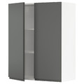 METOD Wall cabinet with shelves/2 doors, white/Voxtorp dark grey, 80x100 cm