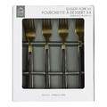 Set of 4 Dessert Forks, gold/black
