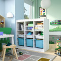 TROFAST Storage combination, with shelves/boxes room divider/white light blue, 99x44x94 cm