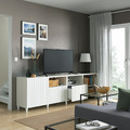 BESTÅ TV bench with doors and drawers, white/Sutterviken/Kabbarp white, 240x42x74 cm