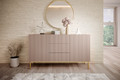 Cabinet with 2 Doors & 3 Drawers Nicole 150cm, antique pink/gold legs