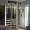 PAX / ÅHEIM Wardrobe combination, grey-beige/mirror glass, 150x60x236 cm