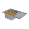 GoodHome Sink with drainer Romesco Linea, 1-bowl, silver