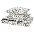 BJÖRKGRÅMAL Duvet cover and 2 pillowcases, black white/dotted, 200x200/50x60 cm