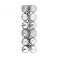 Mini Christmas Tree Bauble Ornaments, Silver, Pack of 12