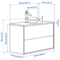 TÄNNFORSEN/VÄSTERSJÖN Wash-stnd w drawers/wash-basin/tap, white/black marble effect, 102x49x79 cm