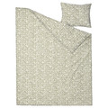 SORGMANTEL Duvet cover and pillowcase, white/green, 150x200/50x60 cm