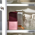 BLOMNING Tin with lid, off-white/for coffee/tea, 10x10x20 cm