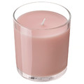 LOTSFÅGEL Scented candle in glass, Red berries light pink, 40 hr