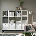 KALLAX Shelving unit with underframe, white/black, 147x129 cm