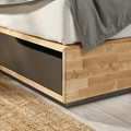 MANDAL Bed frame with storage, birch/grey, 160x200 cm