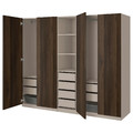 PAX / STORKLINTA Wardrobe combination, grey-beige/dark brown stained oak effect, 250x58x201 cm