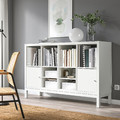 KALLAX Shelving unit with underframe, with 2 doors/with 2 shelf inserts white, 147x94 cm