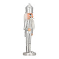 Nutcracker Christmas Decoration 28cm, silver, crown