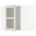 METOD Corner wall cab w shelves/glass dr, white/Lerhyttan light grey, 68x60 cm