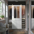 PAX / GRIMO Wardrobe with sliding doors, white/clear glass white, 150x66x201 cm