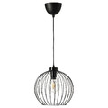 GRINDFALLET / TRÅDFRI Pendant lamp with light bulb, black/smart warm white