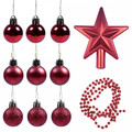 Mixed Christmas Ornaments Set, Red, 11 Pieces