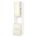 METOD / MAXIMERA High cabinet f oven+door/2 drawers, white/Bodbyn off-white, 60x60x240 cm