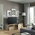 BESTÅ TV bench, white stained oak effect/Lappviken white stained oak effect, 180x42x39 cm