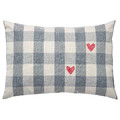 MÄVINN Cushion cover, check grey/heart red, 40x58 cm
