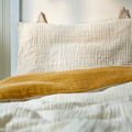 GULDVÄVARE 3-piece bedlinen set for cot, dark yellow/beige, 60x120 cm