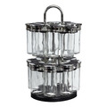 Rotating Spice Rack with 16 Glass Jars, Black/Silver