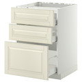 METOD / MAXIMERA Base cabinet for hob/3 fronts/3 drawers, white, Bodbyn off-white, 60x60 cm