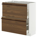 METOD / MAXIMERA Base cabinet with 2 drawers, white/Stensta dark brown ash veneer, 80x37 cm