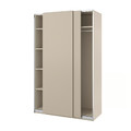 PAX / HASVIK Wardrobe with sliding doors, grey-beige/grey-beige, 150x66x236 cm