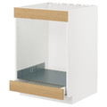 METOD / MAXIMERA Base cab for hob+oven w drawer, white/Forsbacka oak, 60x60 cm