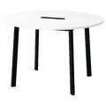 MITTZON Conference table, round white/black, 120x75 cm