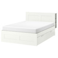 BRIMNES Bed frame w storage and headboard, white, Luröy, 160x200 cm