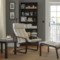 POÄNG Armchair and footstool, black-brown/Gunnared beige