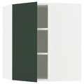 METOD Corner wall cabinet with shelves, white/Havstorp deep green, 68x80 cm