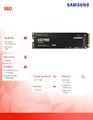 Samsung SSD 500GB 980 Gen3.0x4 NVMe M.2 MZ-V8V500B