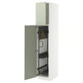 METOD High cabinet with cleaning interior, white/Stensund light green, 40x60x200 cm