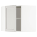 METOD Corner wall cabinet with shelves, white/Lerhyttan light grey, 68x60 cm