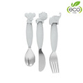 Bo Jungle B-Spoon, Fork, Knife Cutlery for Children Silicone/Inox, grey