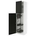 METOD High cabinet with cleaning interior, white/Lerhyttan black stained, 60x60x220 cm