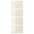 HOKKSUND 4 panels for sliding door frame, high-gloss light beige light beige, 75x201 cm